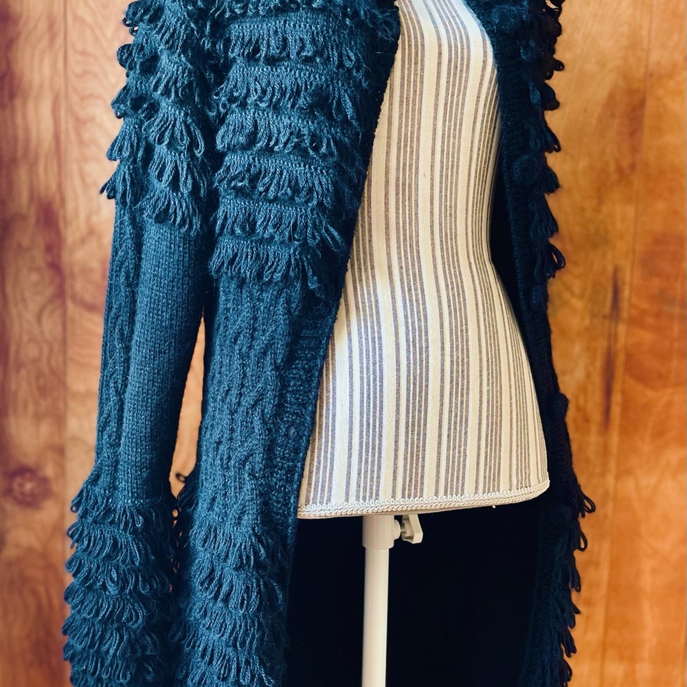 Luxury Fringed Knitted Coat 100% Alpaca